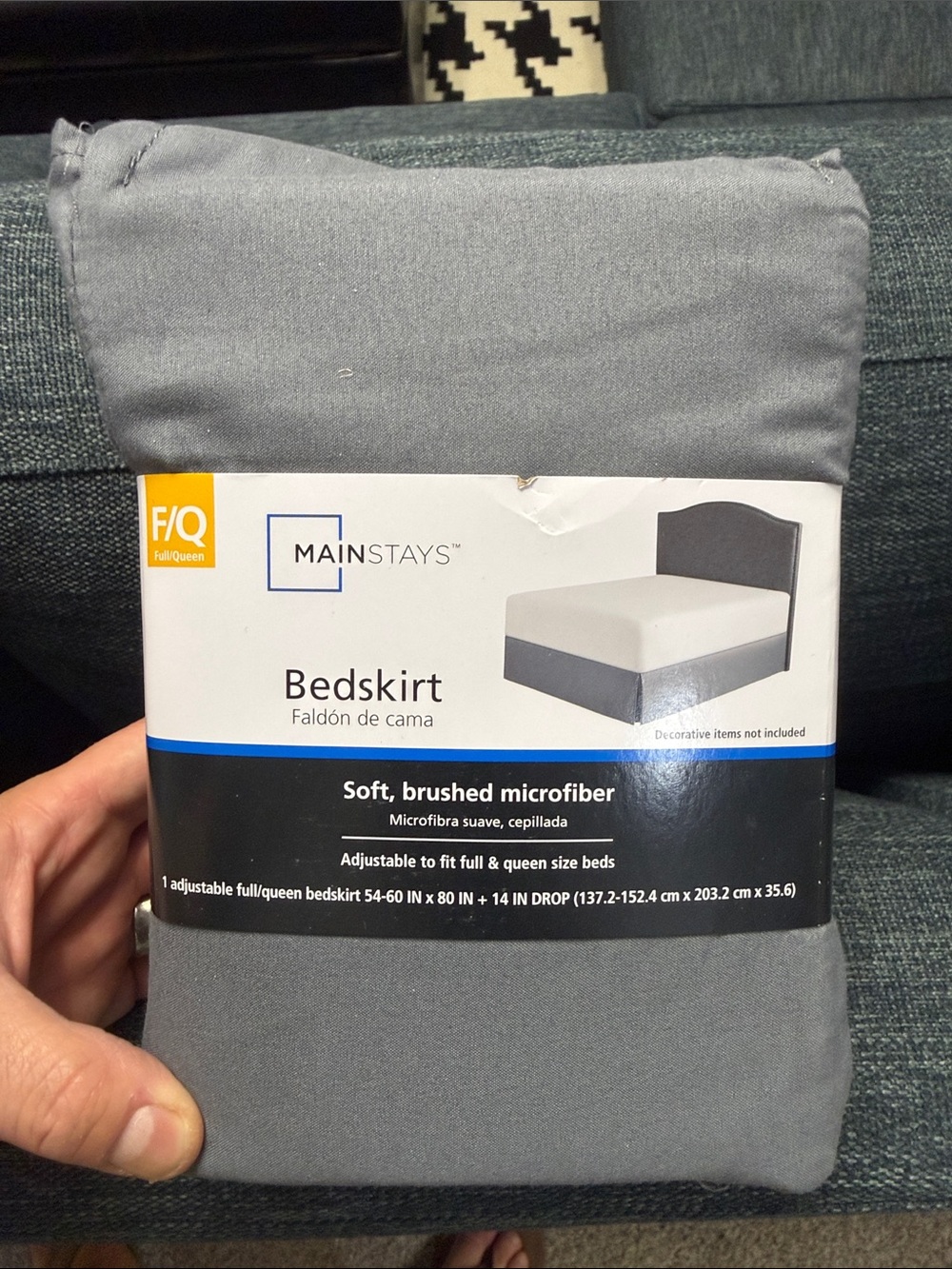 Mainstays Gray Soft Brushed Microfiber Bedskirt - Full/Queen